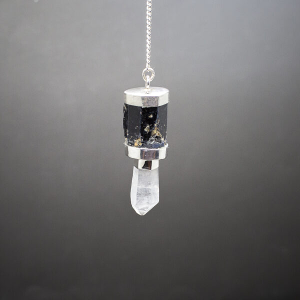 quartz laser and black tourmaline pendulum