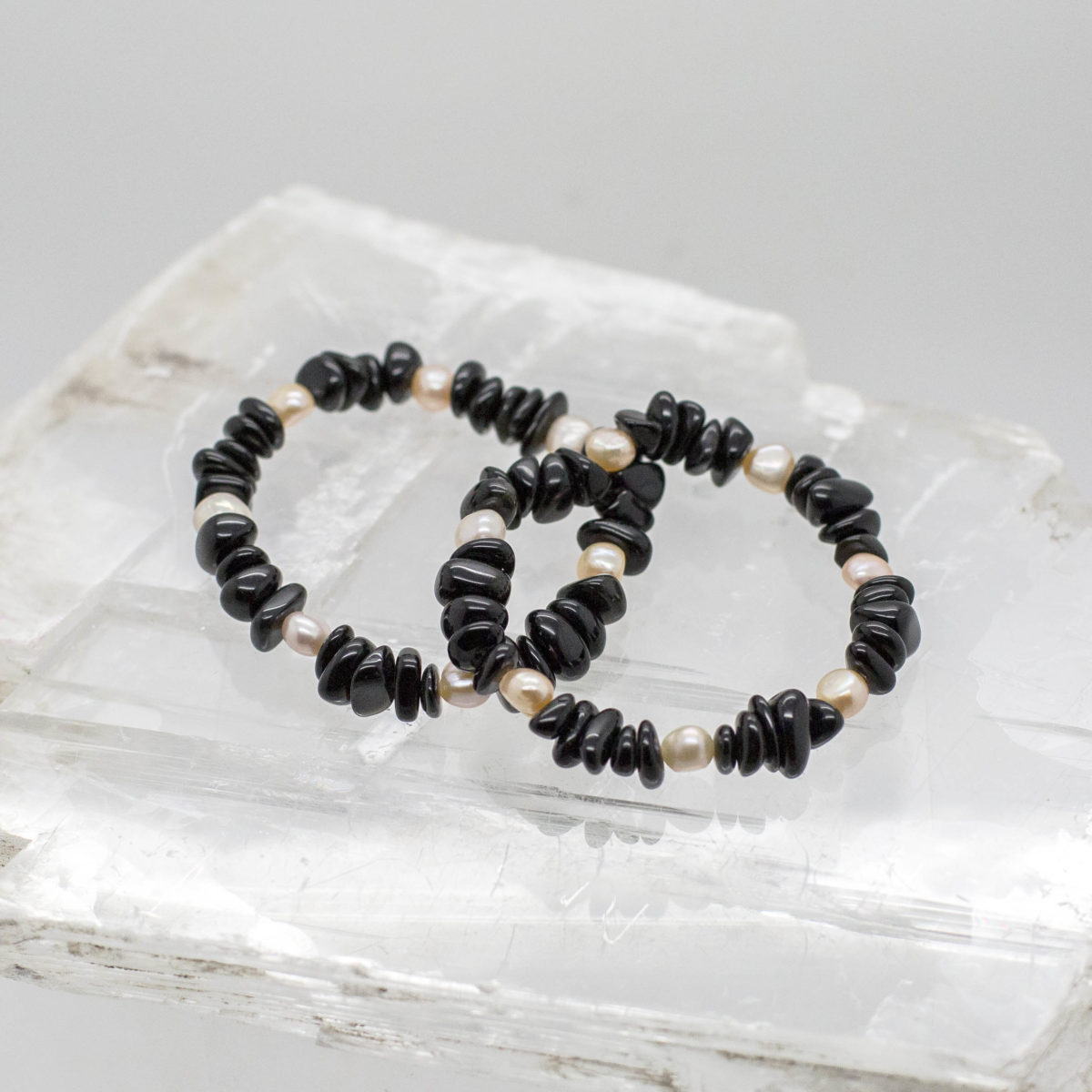 Buy Black Obsidian and Pearl Bracelet 3325 - Colliers Crystals