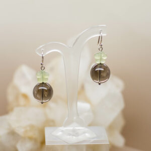 Prehnite and Smokey Quartz Earrings