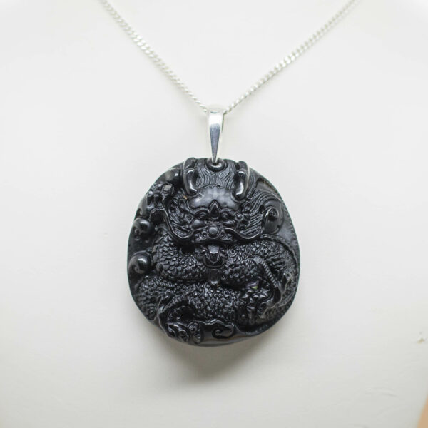 Black Obsidian Dragon Pendant