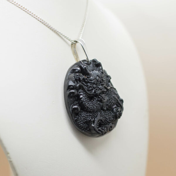 Black Obsidian Dragon Pendant side