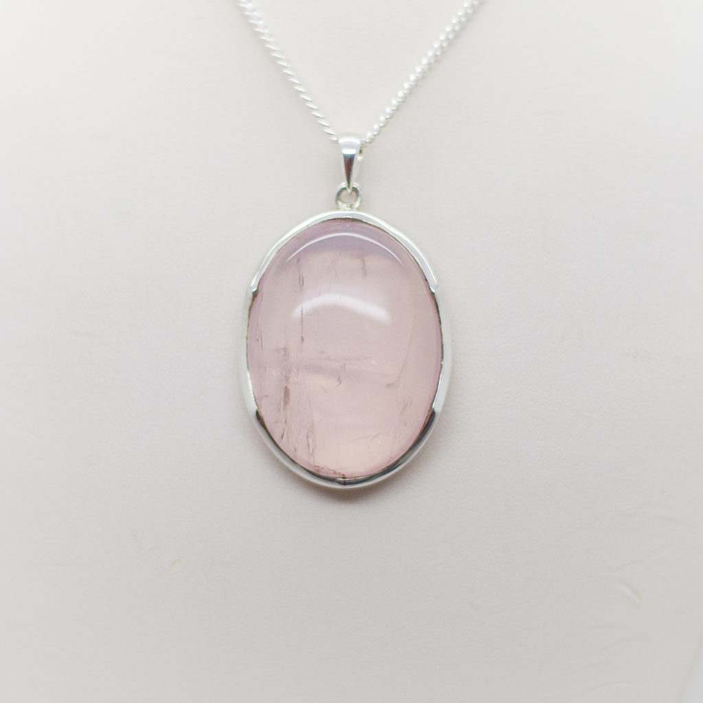 Natural Rose Quartz Crystal Sphere Pendant – 16mm With 20" Stainless Steel Chain
