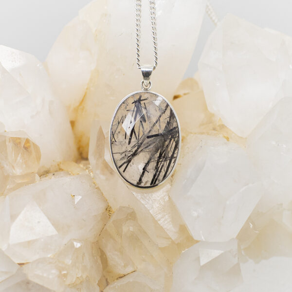 tourmalined quartz pendant