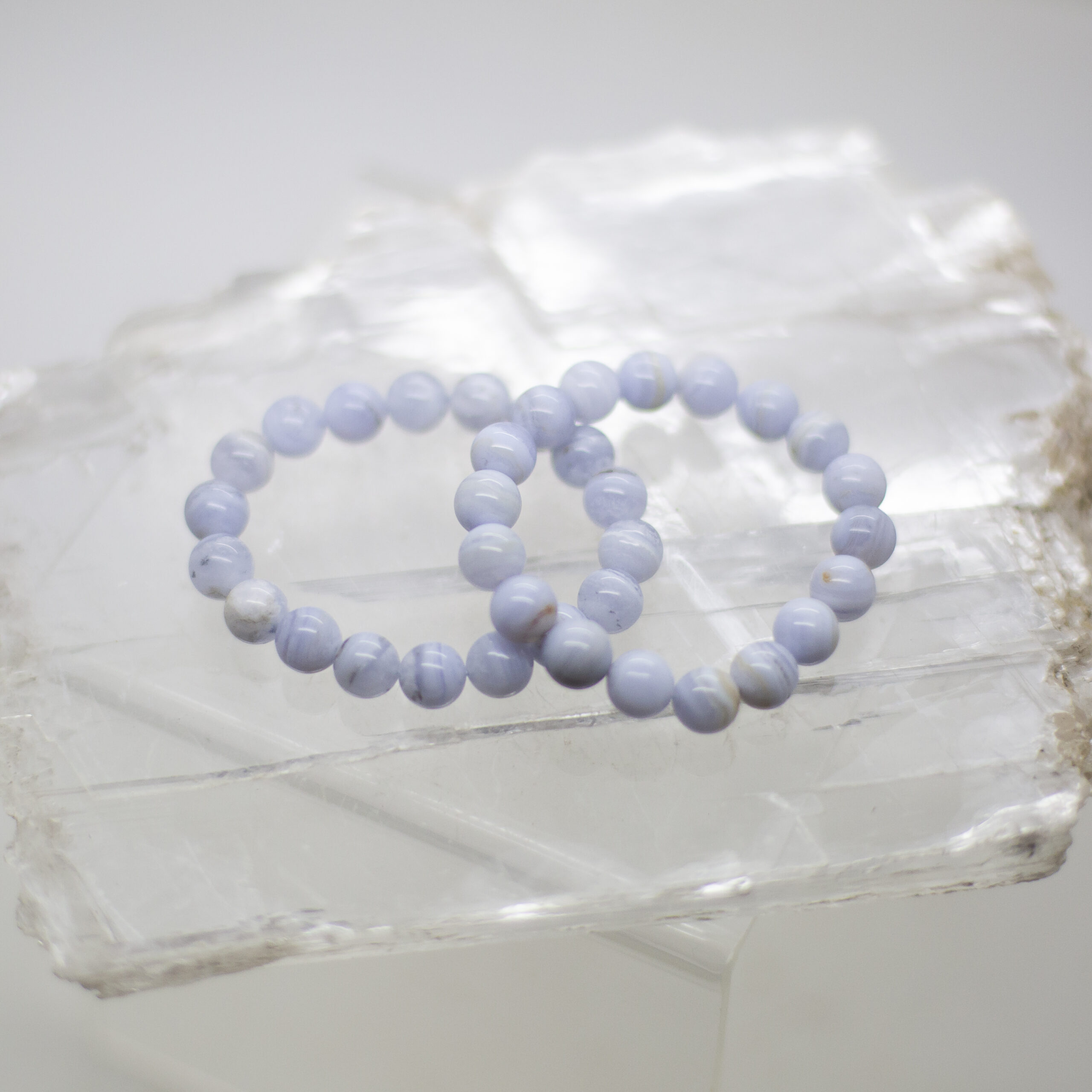 blue lace agate bead bracelet