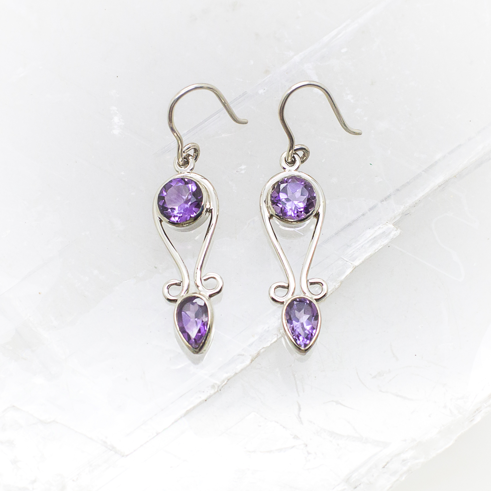 9ct Yellow Gold Amethyst & Diamond Drop Earrings | Buy Online | Free and  Fast UK Insured Delivery