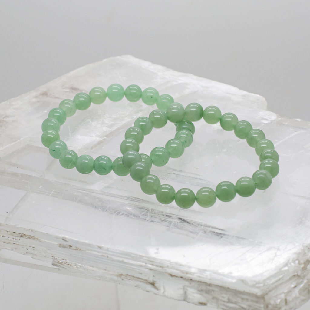 V3 Jewelry Lava Beads, Green Aventurine and Silver Ball Stretchable Bracelet
