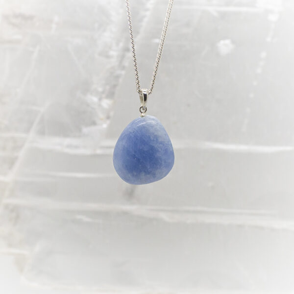 blue calcite tumbled stone pendant