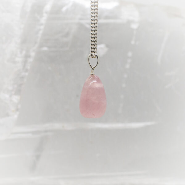 rose quartz tumbled stone pendant