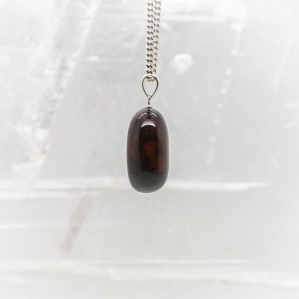 bloodstone tumbled stone pendant