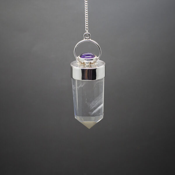 clear quartz pendulum with amethyst