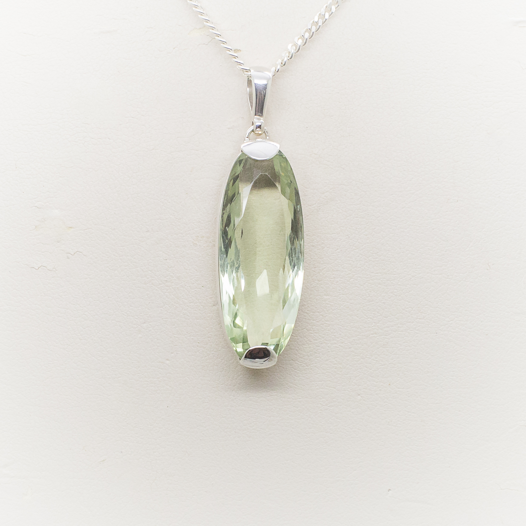 green amethyst faceted pendant