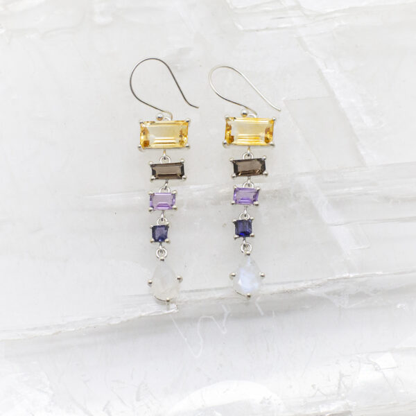 multi stone drop earrings