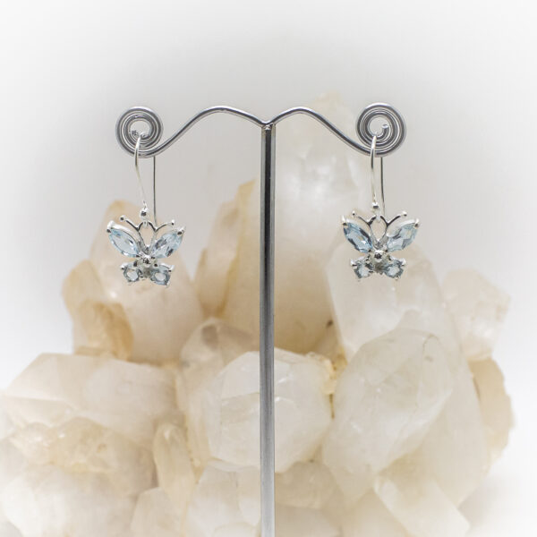 blue topaz faceted butterfly earrings