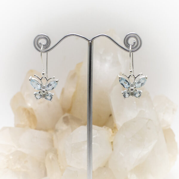 blue topaz faceted butterfly earrings