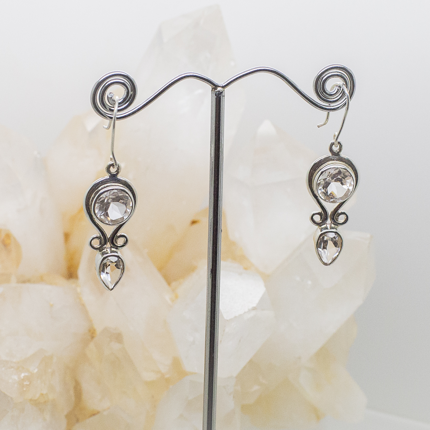 clear quartz earrings