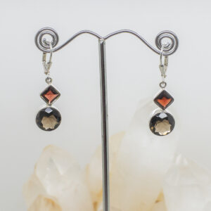 smokey quartz and garnet earrings