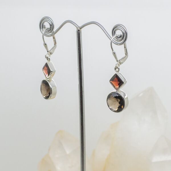 smokey quartz and garnet earrings