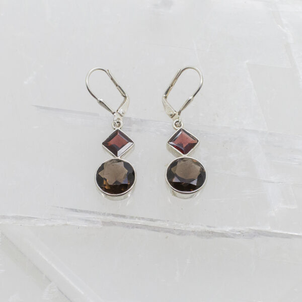 smokey quartz and garnet earrings