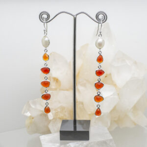 carnelian and pearl drop earrings