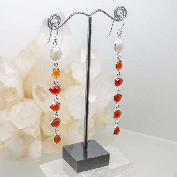 carnelian and pearl drop earrings