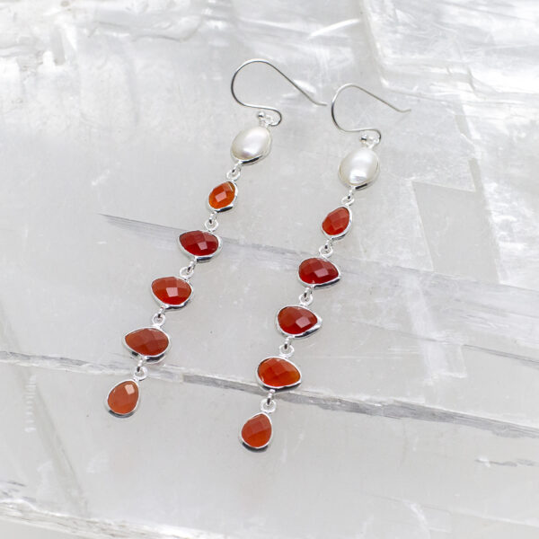 carnelian and pearl drop earrings