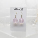 rose quartz faceted bead earrings