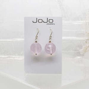 rose quartz faceted bead earrings