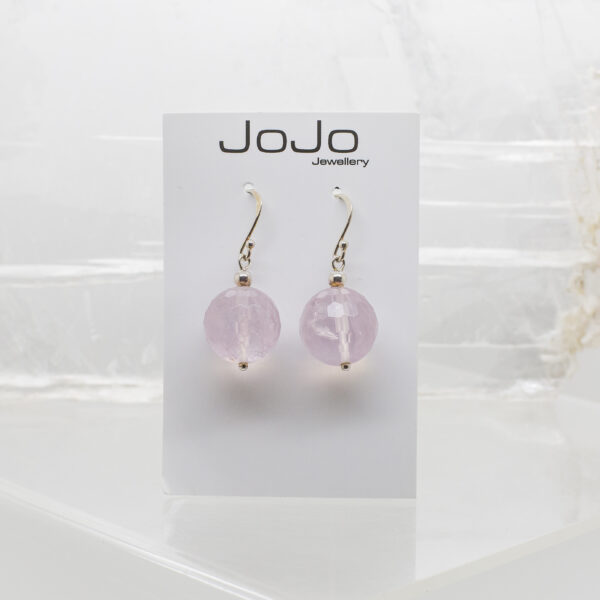 rose quartz faceted bead earrings