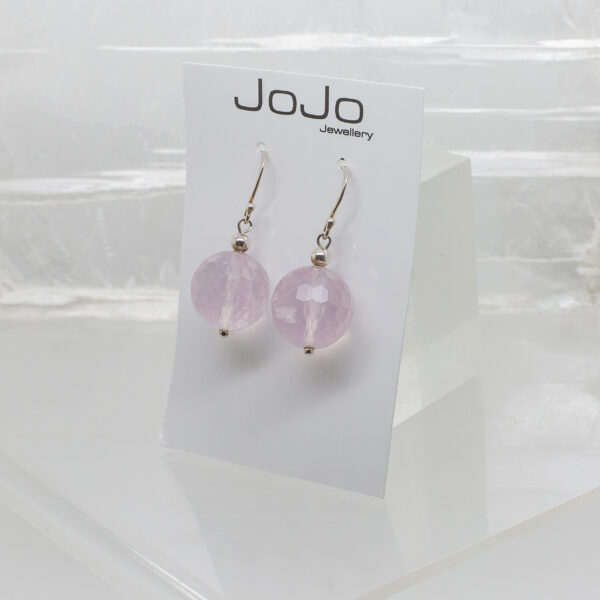 rose quartz faceted bead earrings