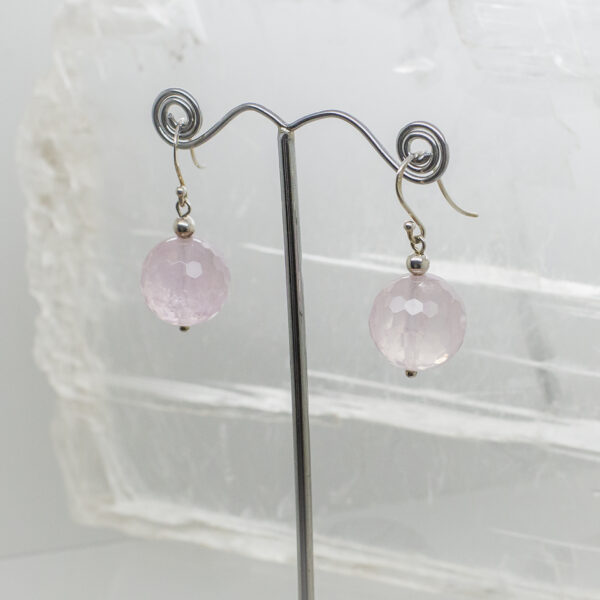 rose quartz faceted bead earrings