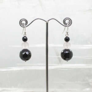 faceted black agate and rose quartz earrings