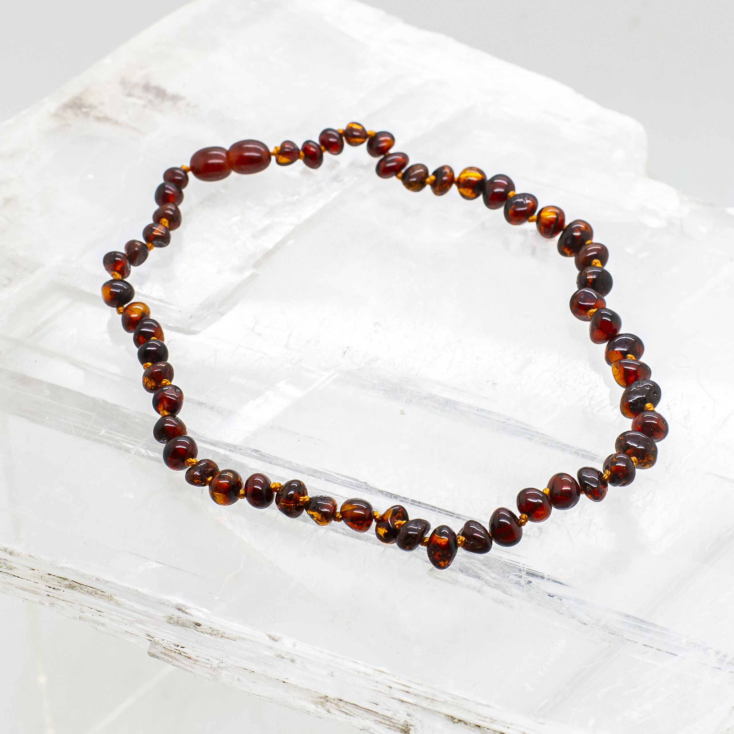 amber cognac teething necklace