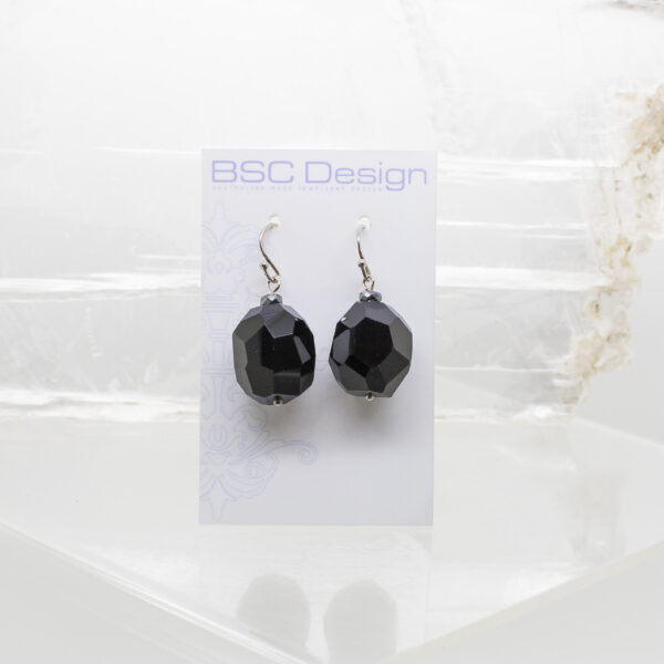 faceted black agate earrings