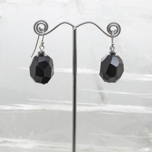 faceted black agate earrings