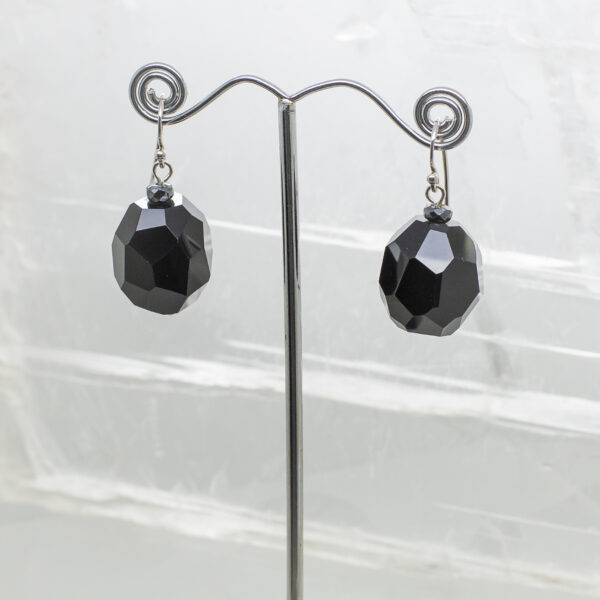 faceted black agate earrings