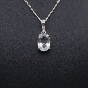 white topaz faceted pendant