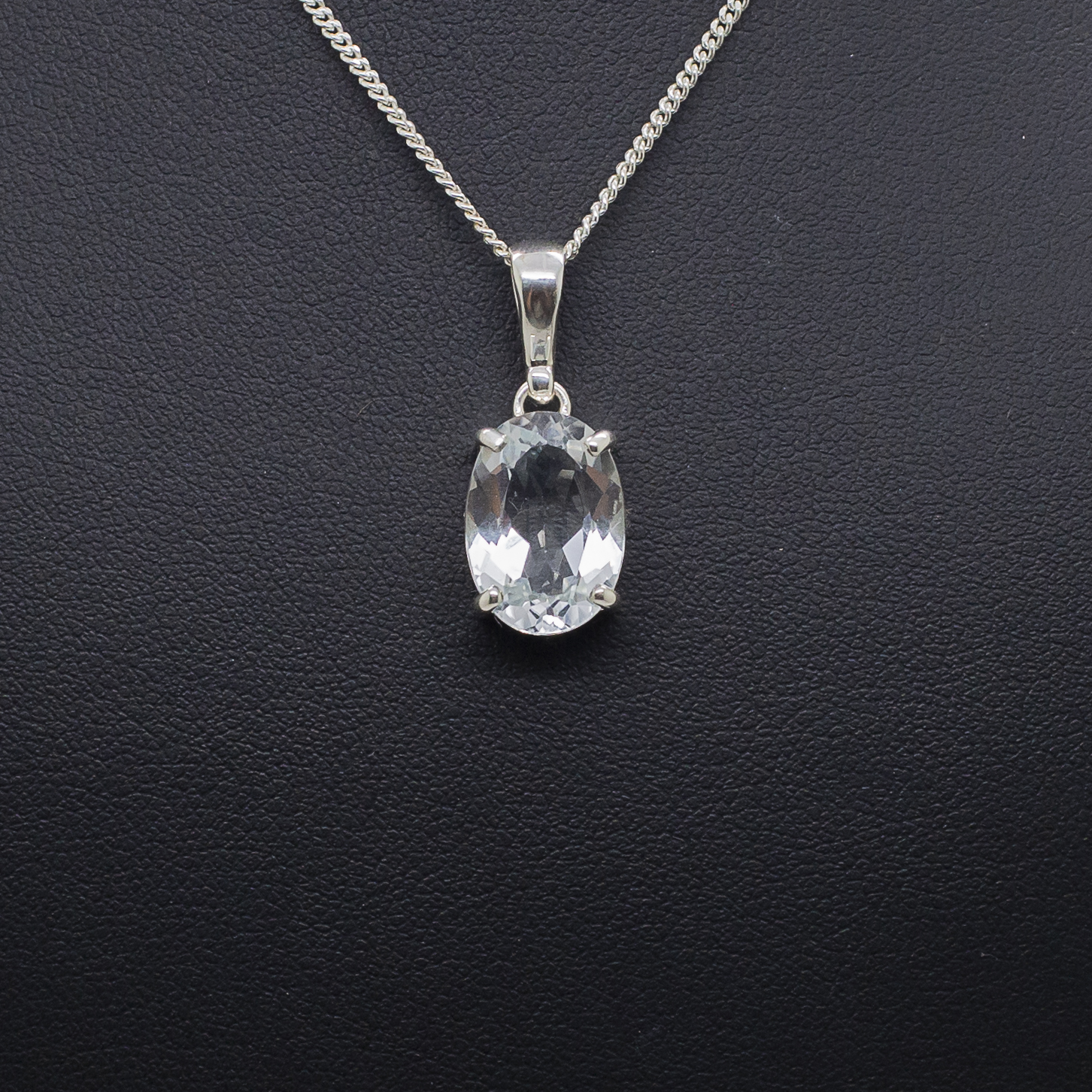 white topaz faceted pendant