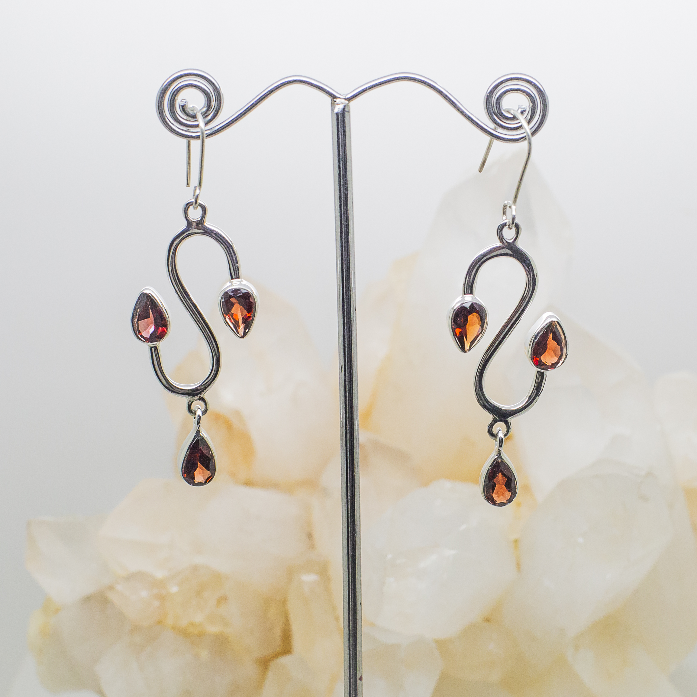 garnet drop earrings
