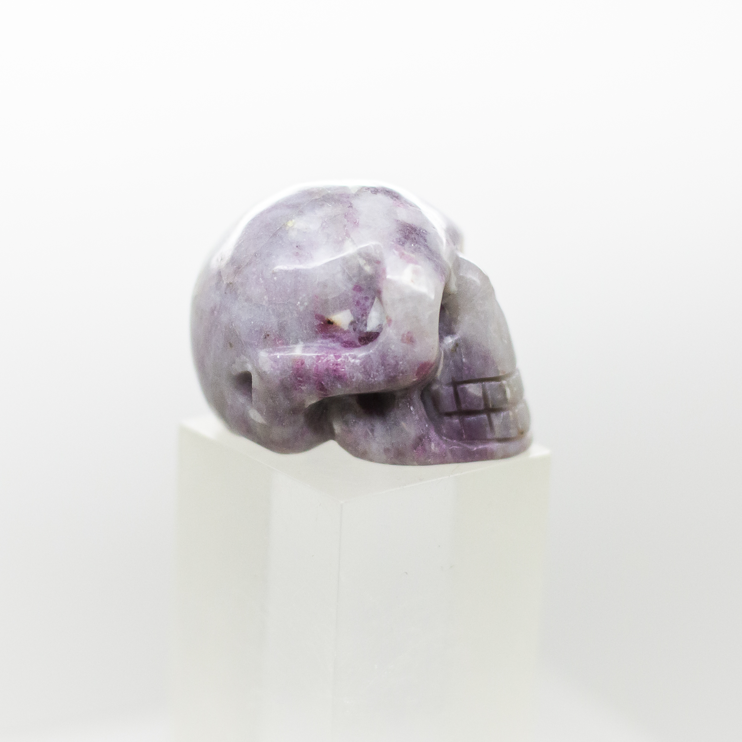 pink tourmaline and quartz skull