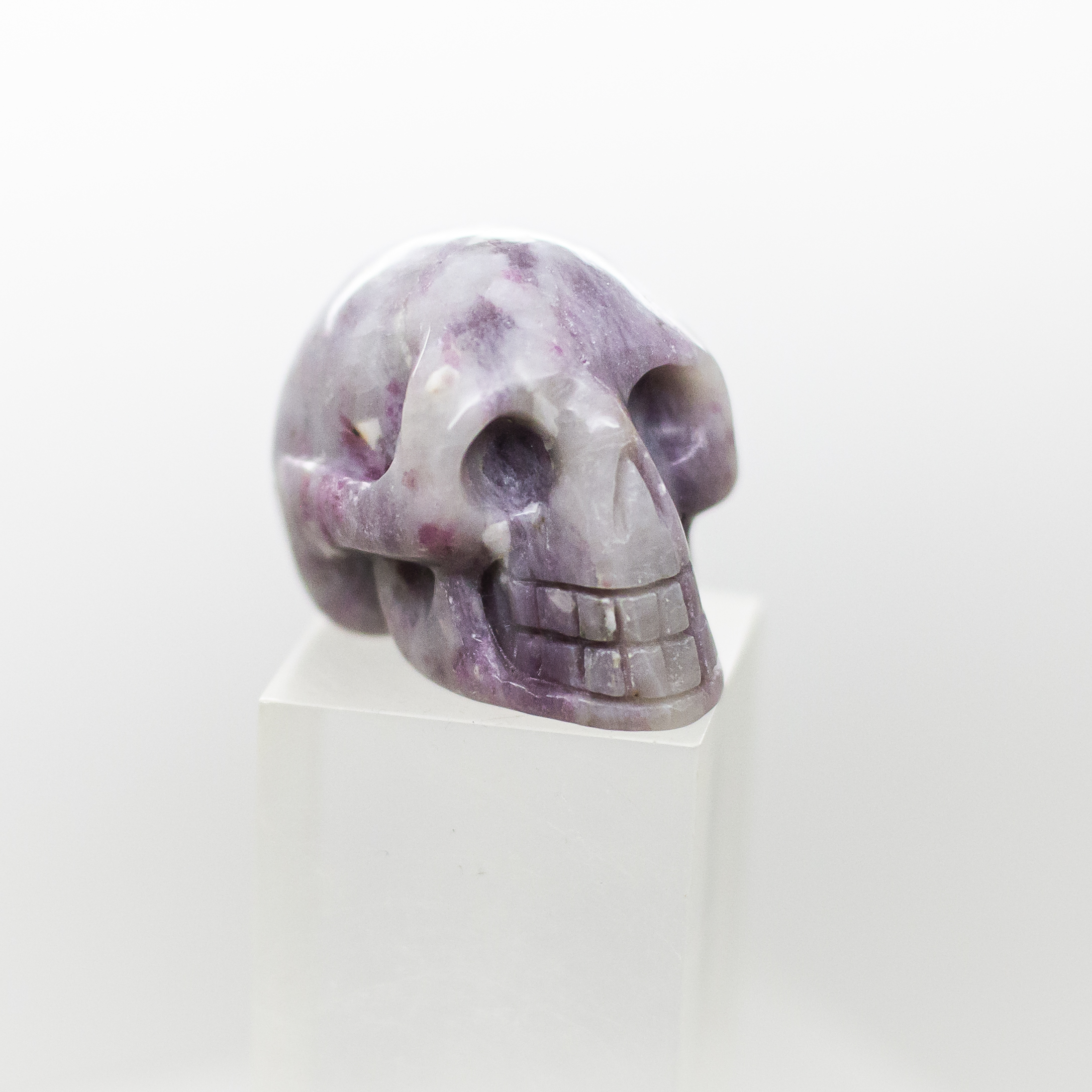 pink tourmaline and quartz skull