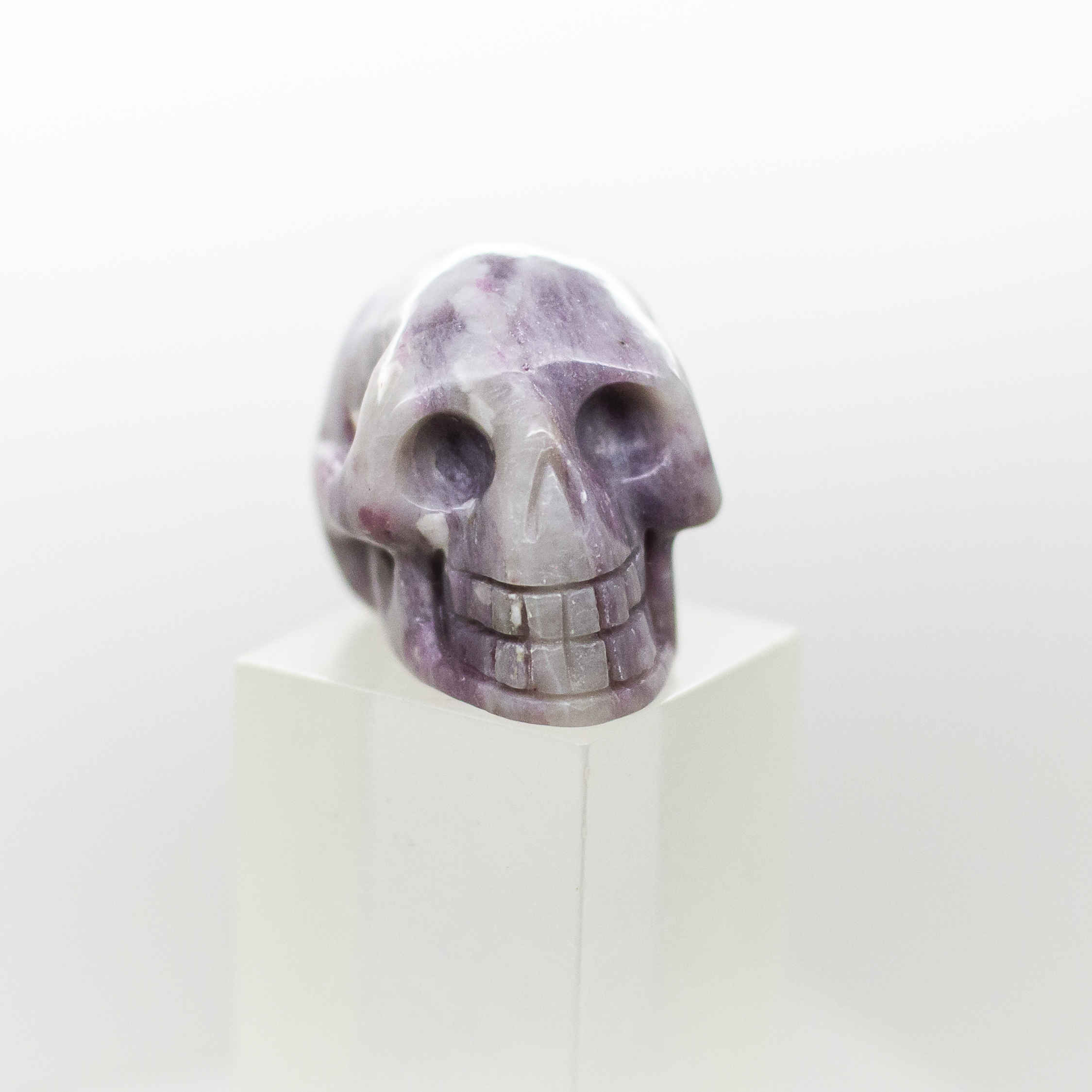 pink tourmaline and quartz skull