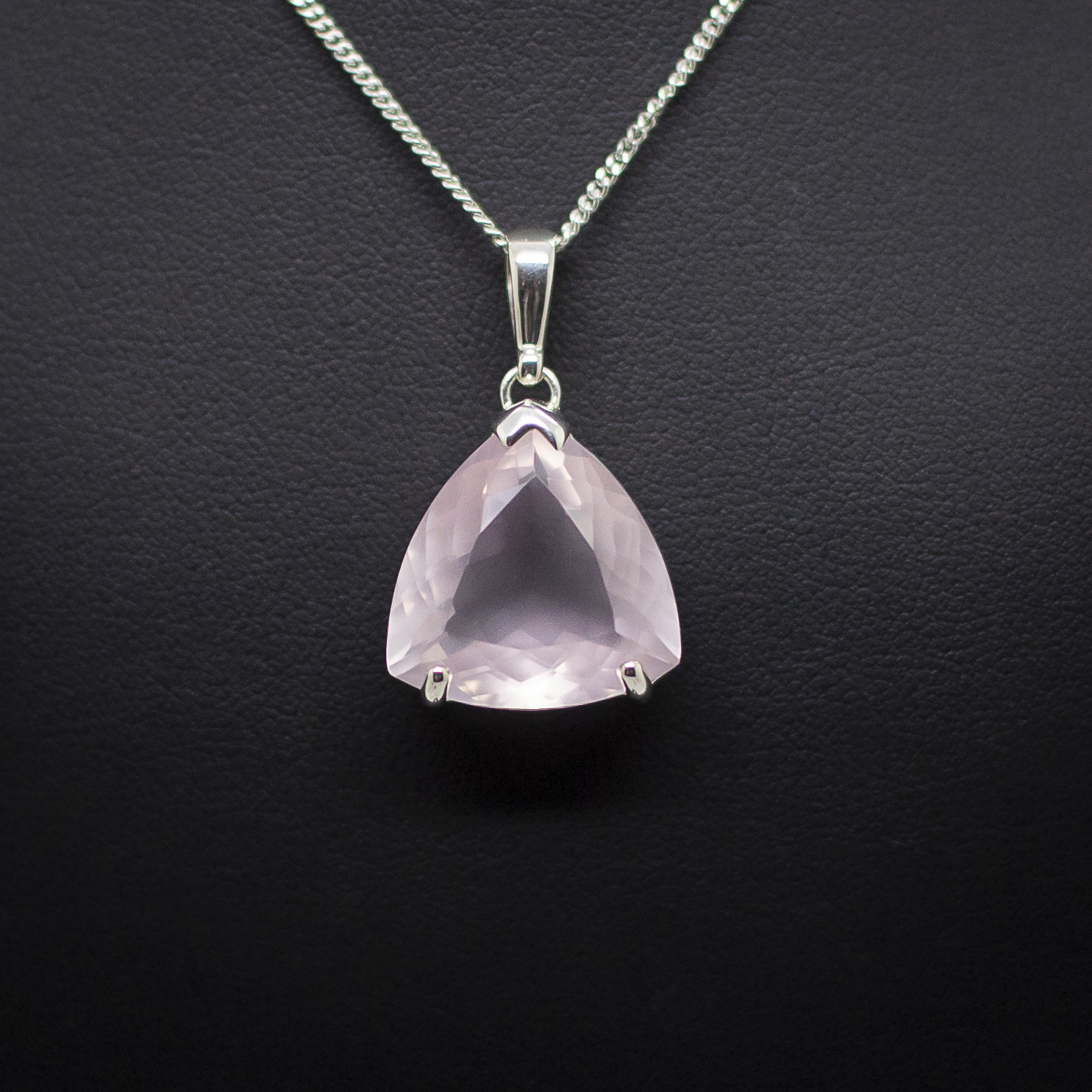 rose quartz faceted pendant