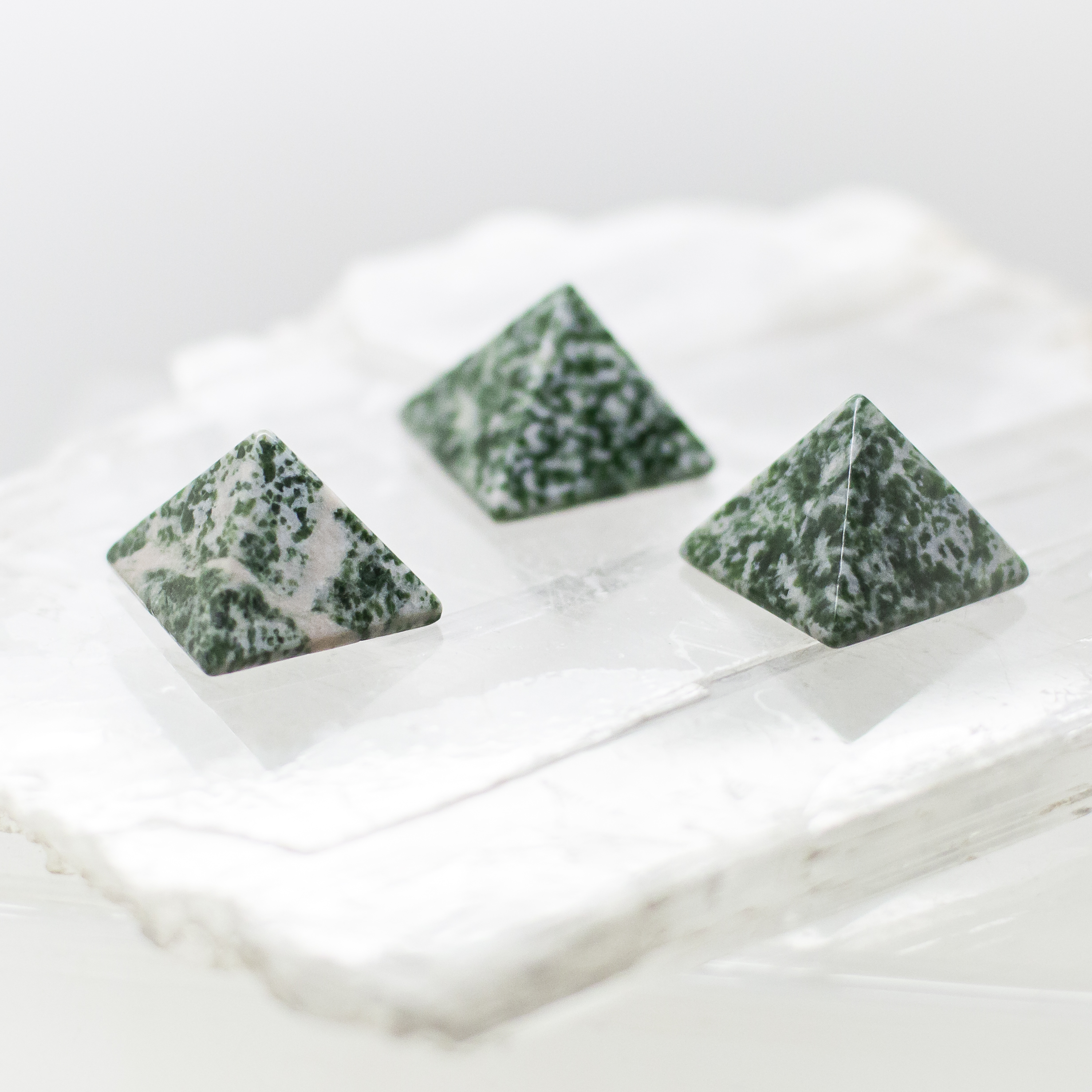 green spot jade pyramid