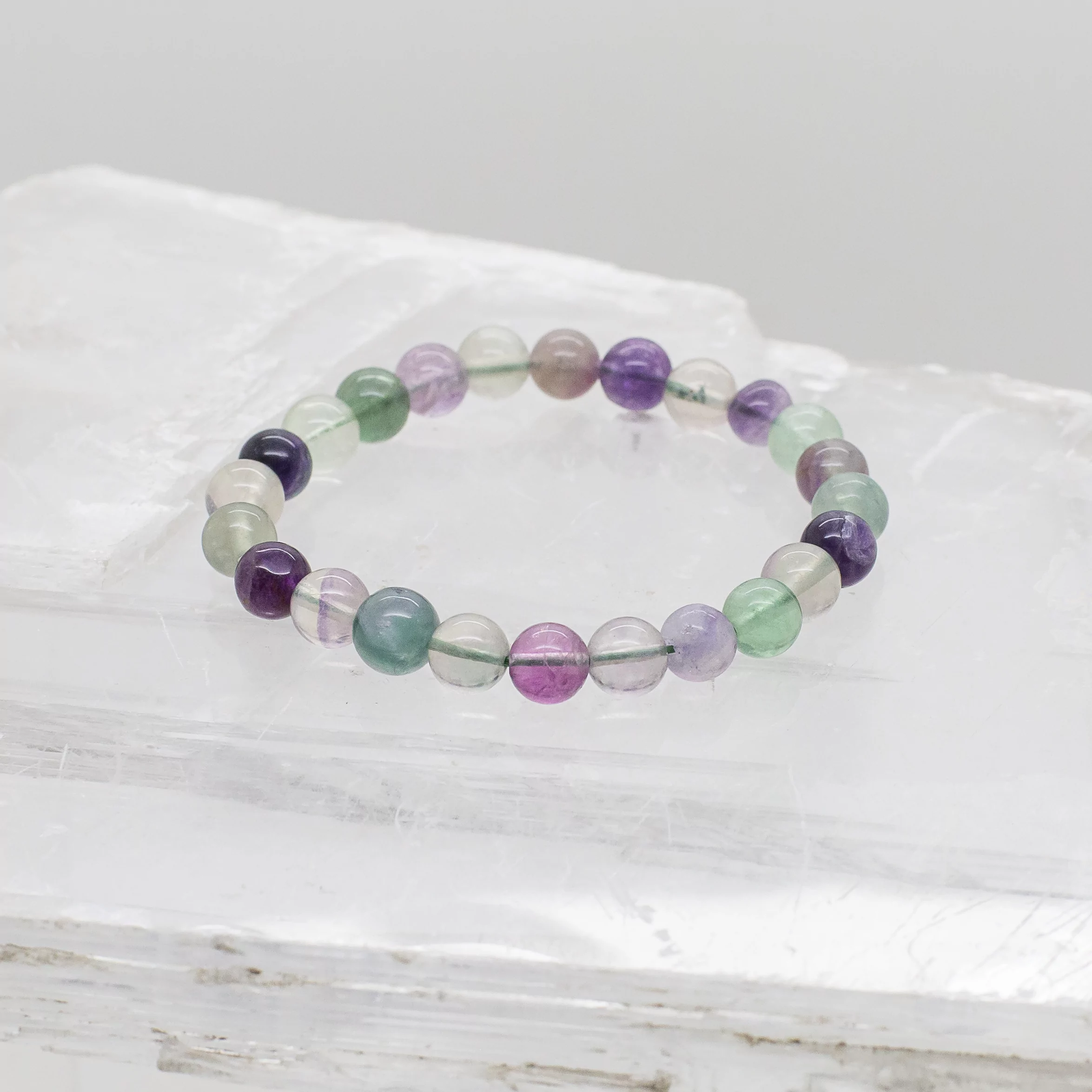 Gemstone Colorful Fluorite Bracelet - 8mm 7.5 Inch - NEW521