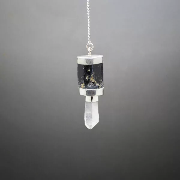 quartz laser and black tourmaline pendulum