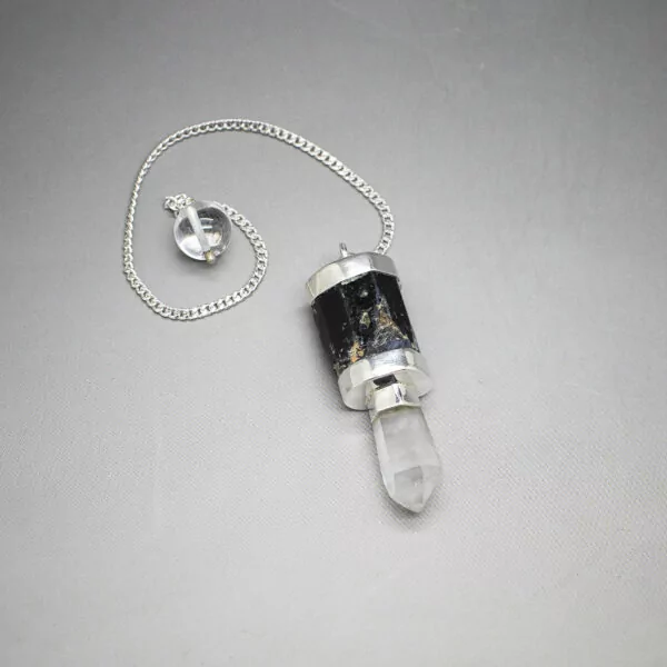 quartz laser and black tourmaline pendulum