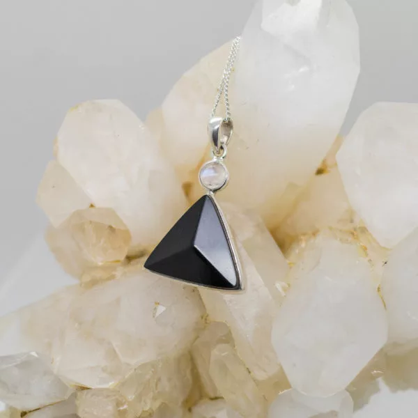 Black Tourmaline and Moonstone Pendant