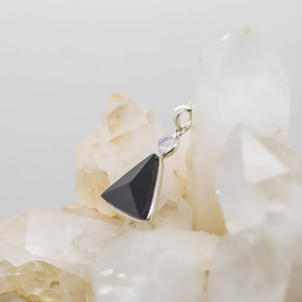 Black Tourmaline and Moonstone Pendant side