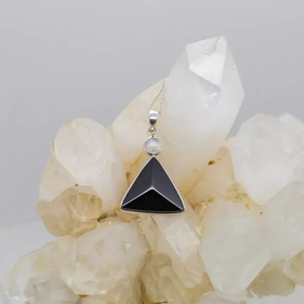 Black Tourmaline and Moonstone Pendant