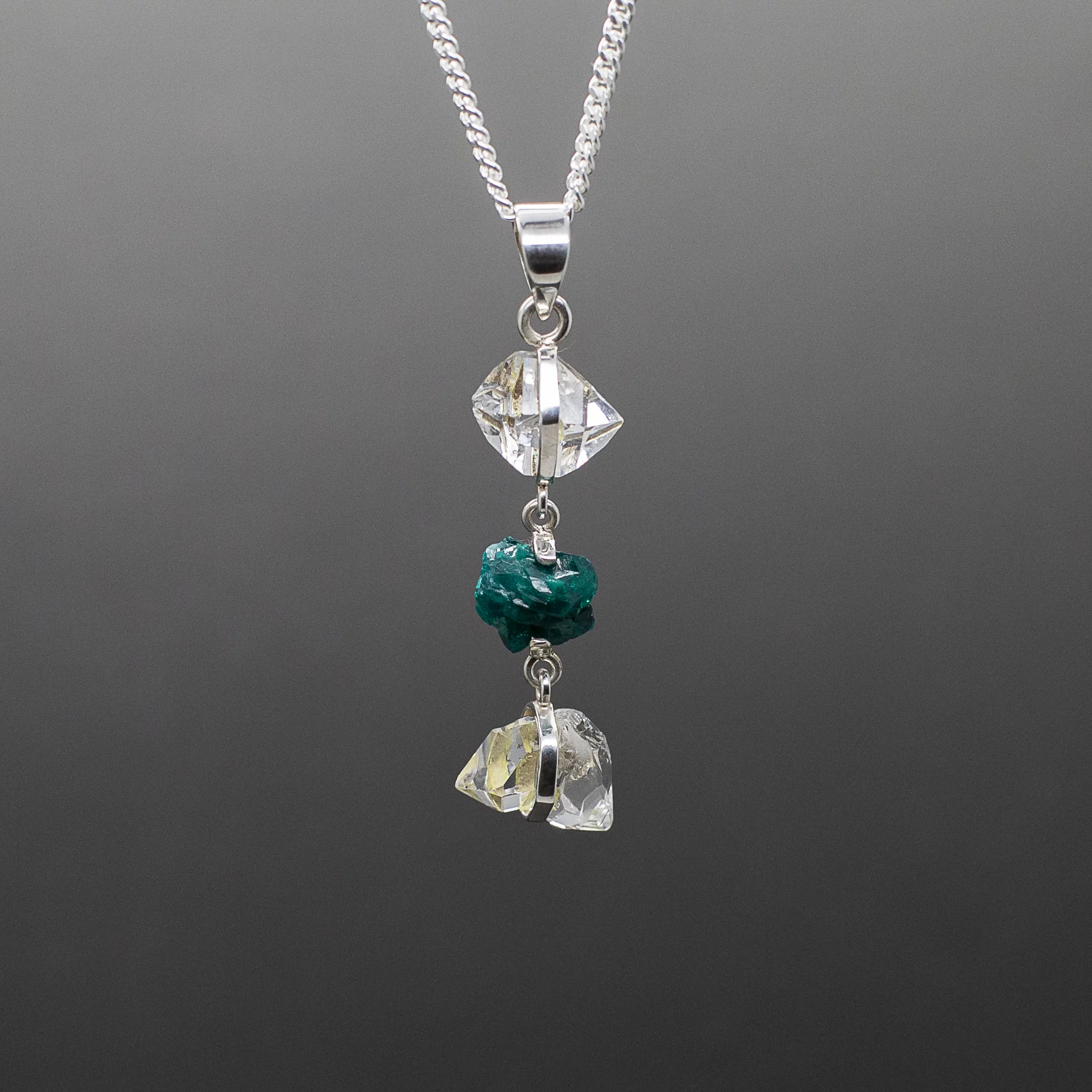 Herkimer Diamond Dioptase Pendant 1